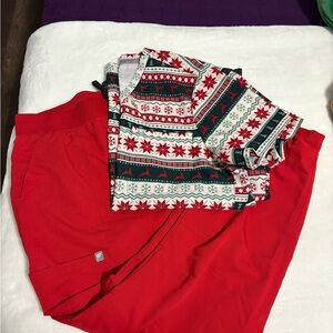 Fabletics holiday scrub set XL (on-call jogger and vital 1-pocket top)